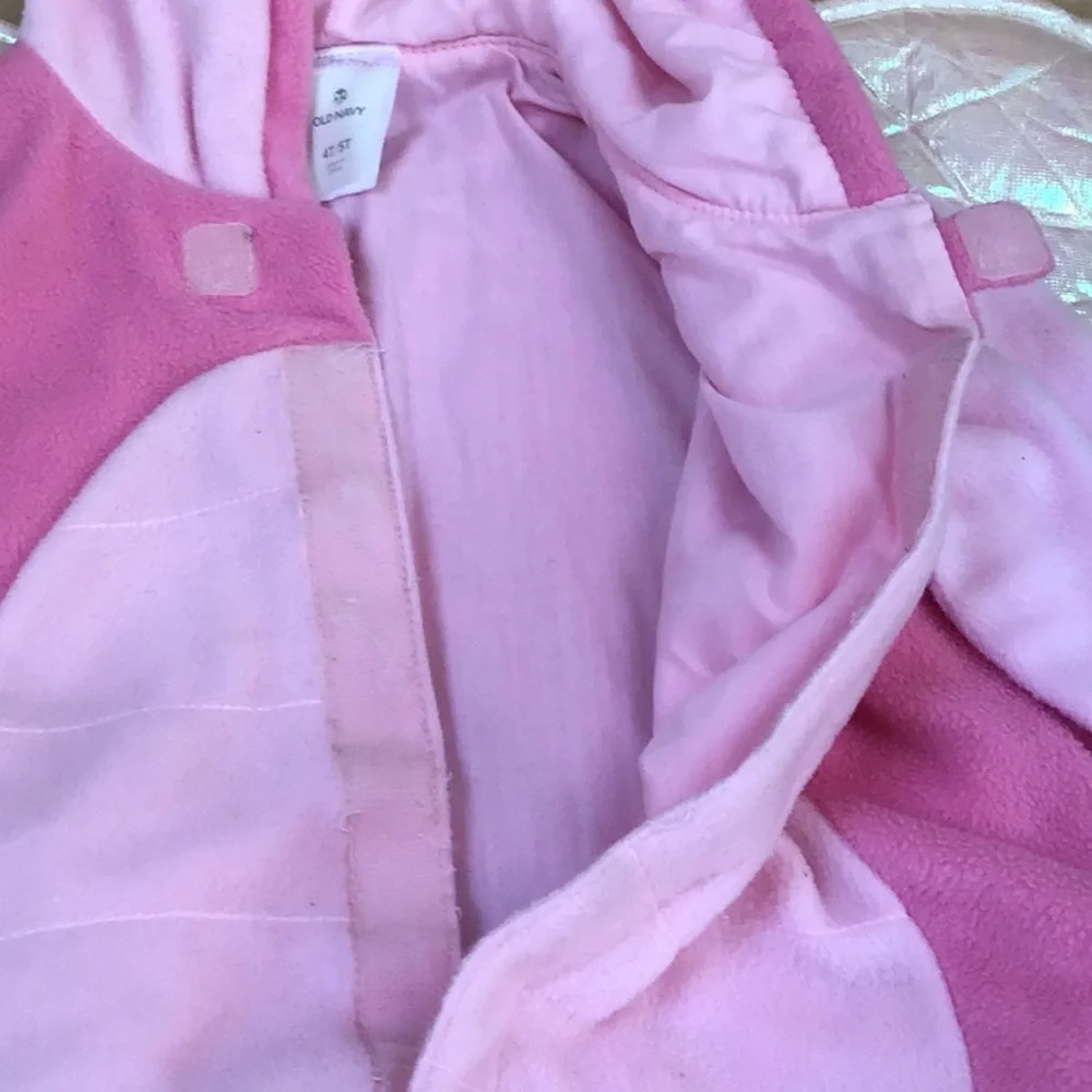 Old Navy Plush Pink Fleece Plush Butterfly Kids Costume Shiny‎ Pink Heart Wings